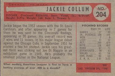 Jack Collum  baseball card collectible - Main Image 2