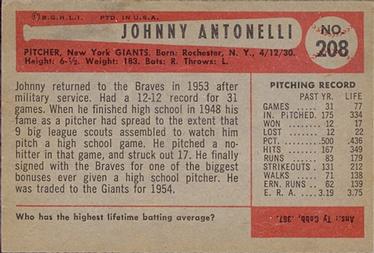 Johnny Antonelli  baseball card collectible - Main Image 2