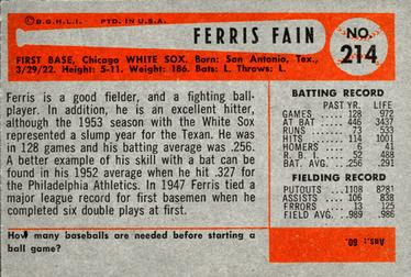 Ferris Fain  baseball card collectible - Main Image 2