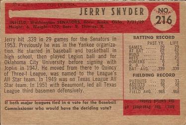 Jerry Snyder  baseball card collectible - Main Image 2