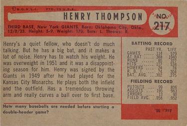 Hank Thompson  baseball card collectible - Main Image 2