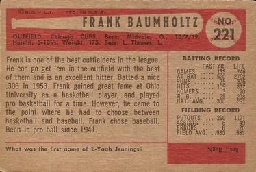Frank Baumholtz  baseball card collectible - Main Image 2