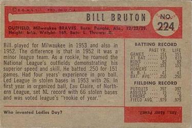 Bill Bruton  baseball card collectible - Main Image 2