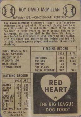 Roy McMillan  baseball card collectible - Main Image 2