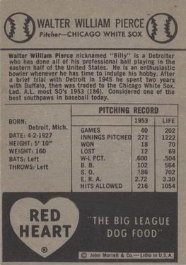 Billy Pierce  baseball card collectible - Main Image 2