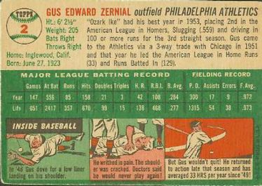 Gus Zernial  baseball card collectible - Main Image 2