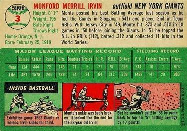 Monte Irvin  baseball card collectible - Main Image 2