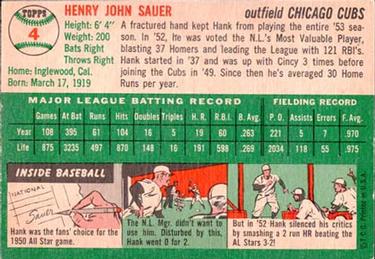 Hank Sauer  baseball card collectible - Main Image 2
