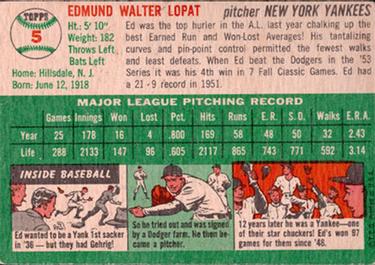 Ed Lopat  baseball card collectible - Main Image 2