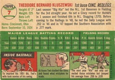 Ted Kluszewski  baseball card collectible - Main Image 2