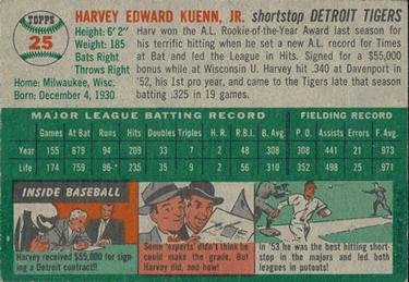 Harvey Kuenn  baseball card collectible - Main Image 2