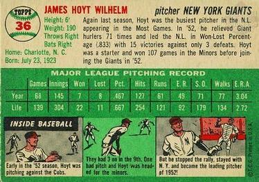 Hoyt Wilhelm  baseball card collectible - Main Image 2