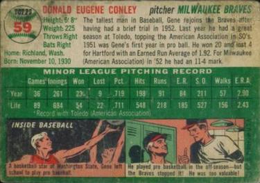 Gene Conley  baseball card collectible - Main Image 2