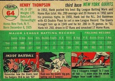 Hank Thompson  baseball card collectible - Main Image 2