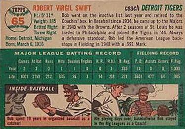 Bob Swift  baseball card collectible - Main Image 2