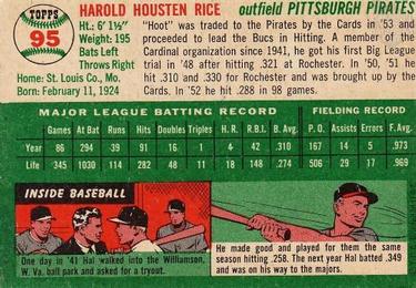 Hal Rice  baseball card collectible - Main Image 2
