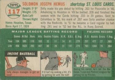 Solly Hemus  baseball card collectible - Main Image 2