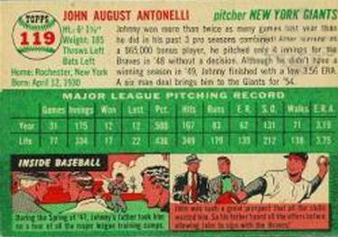 Johnny Antonelli  baseball card collectible - Main Image 2