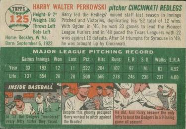 Harry Perkowski  baseball card collectible - Main Image 2