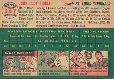 Johnny Riddle  baseball card collectible - Main Image 2