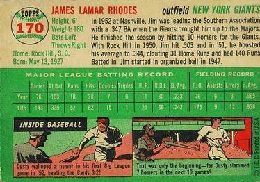 Jim Rhodes  baseball card collectible - Main Image 2