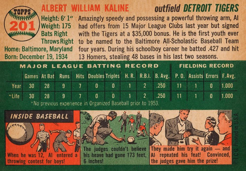 Al Kaline  baseball card collectible - Main Image 2