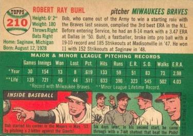 Bob Buhl  baseball card collectible - Main Image 2