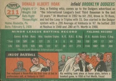Don Hoak  baseball card collectible - Main Image 2