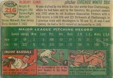 Al Sima  baseball card collectible - Main Image 2