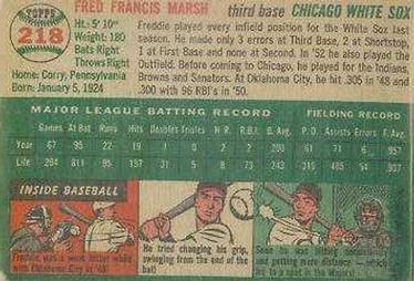 Fred Marsh  baseball card collectible - Main Image 2