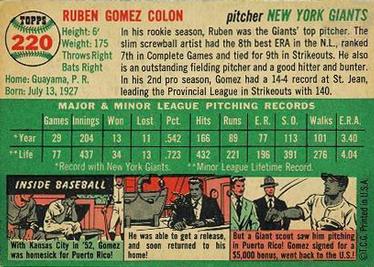 Ruben Gomez  baseball card collectible - Main Image 2