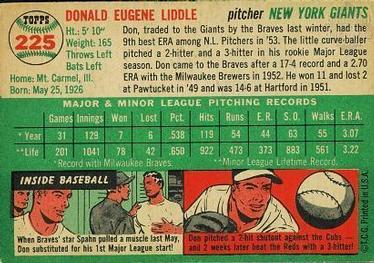 Don Liddle  baseball card collectible - Main Image 2