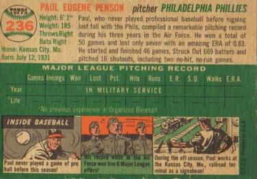 Paul Penson  baseball card collectible - Main Image 2