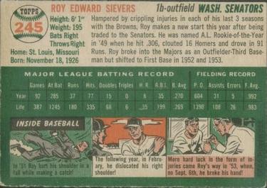Roy Sievers  baseball card collectible - Main Image 2