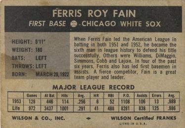 Ferris Fain  baseball card collectible - Main Image 2