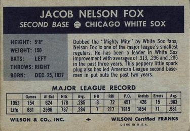 Nelson Fox  baseball card collectible - Main Image 2