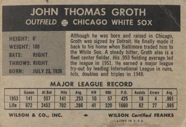 Johnny Groth  baseball card collectible - Main Image 2