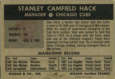 Stan Hack  baseball card collectible - Main Image 2