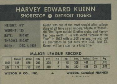 Harvey Kuenn  baseball card collectible - Main Image 2