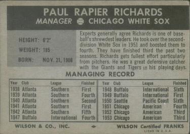 Paul Richards  baseball card collectible - Main Image 2