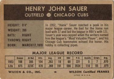 Hank Sauer  baseball card collectible - Main Image 2