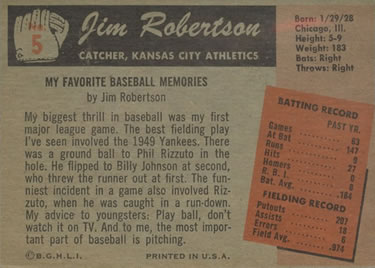 Jim Robertson  baseball card collectible - Main Image 2