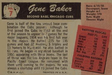 Gene Baker  baseball card collectible - Main Image 2
