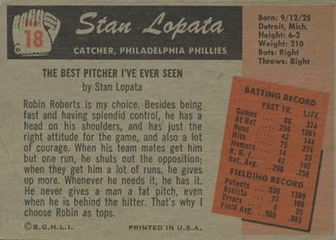 Stan Lopata  baseball card collectible - Main Image 2