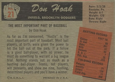 Don Hoak  baseball card collectible - Main Image 2
