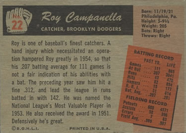 Roy Campanella  baseball card collectible - Main Image 2