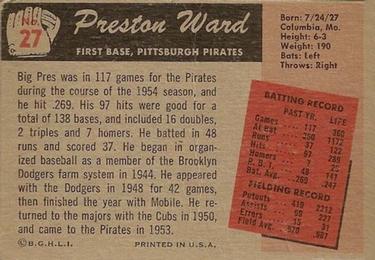 Preston Ward  baseball card collectible - Main Image 2