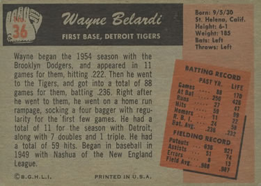 Wayne Belardi  baseball card collectible - Main Image 2