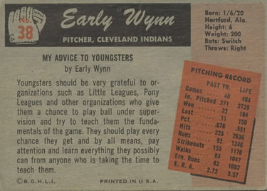 Early Wynn  baseball card collectible - Main Image 2