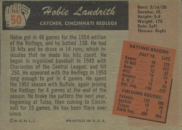 Hobie Landrith  baseball card collectible - Main Image 2